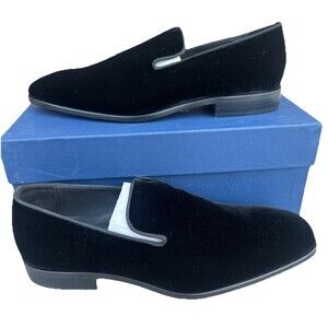 Massimo Matteo Italian Black Velvet Slip-On Loafers Mens Sz 10M Made In Italy